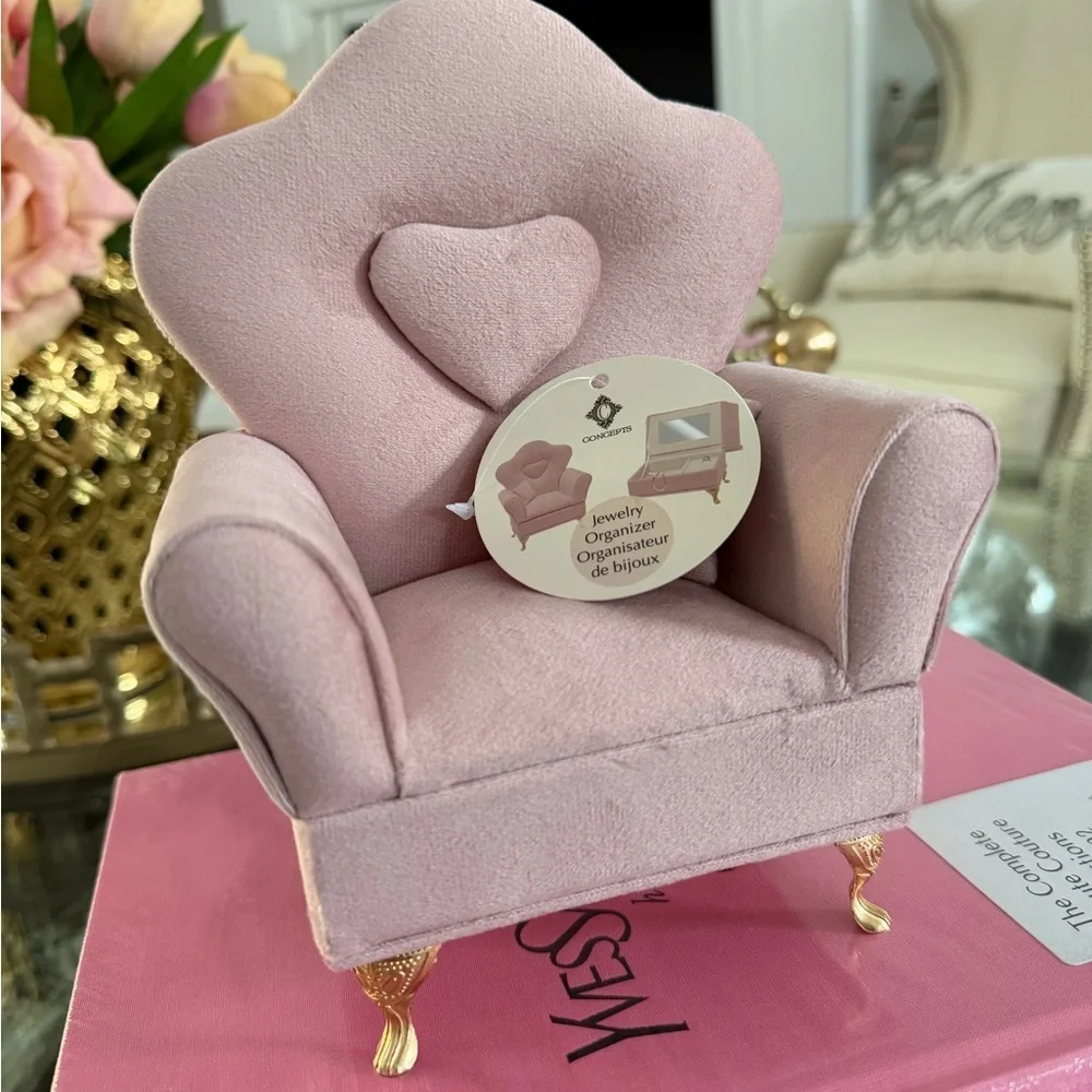New Velvet Pink Arm Chair Jewelry Box